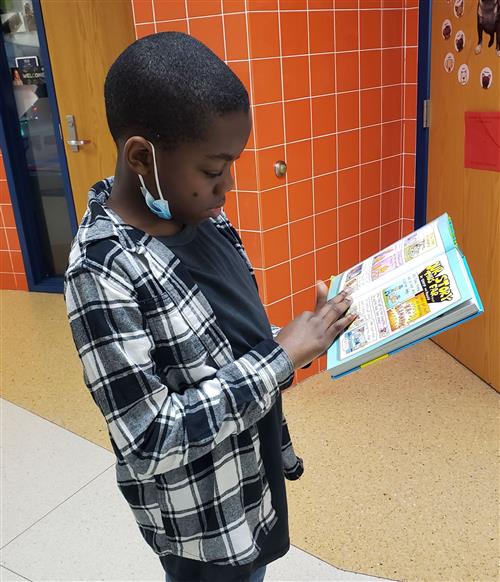 student reading