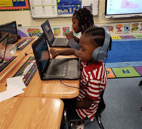 Student working on iReady