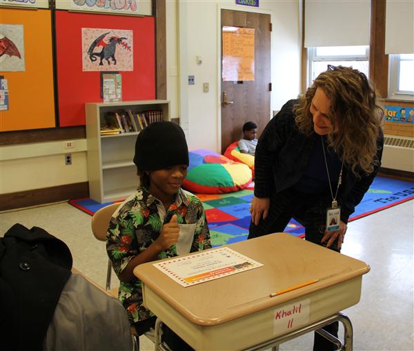 Superintendent Barbara Dean Williams and student 