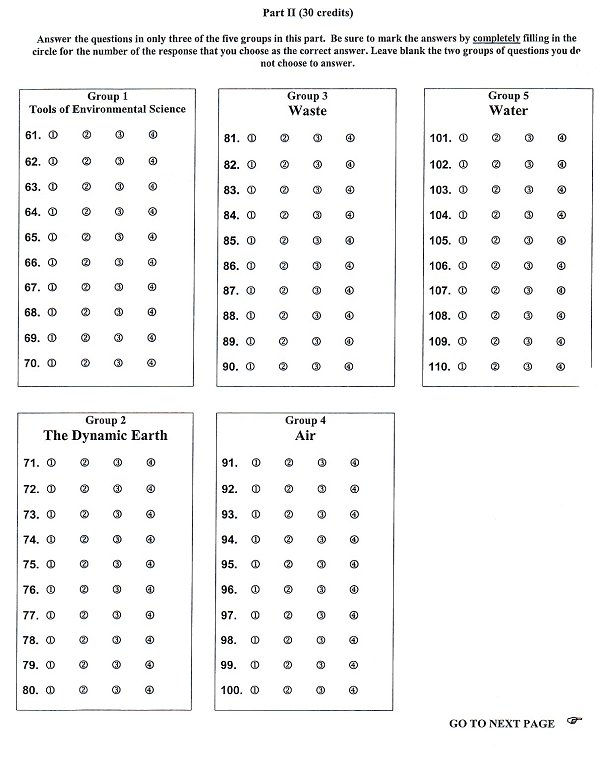 DeRycke, P / Environmental Science Final Exam Format